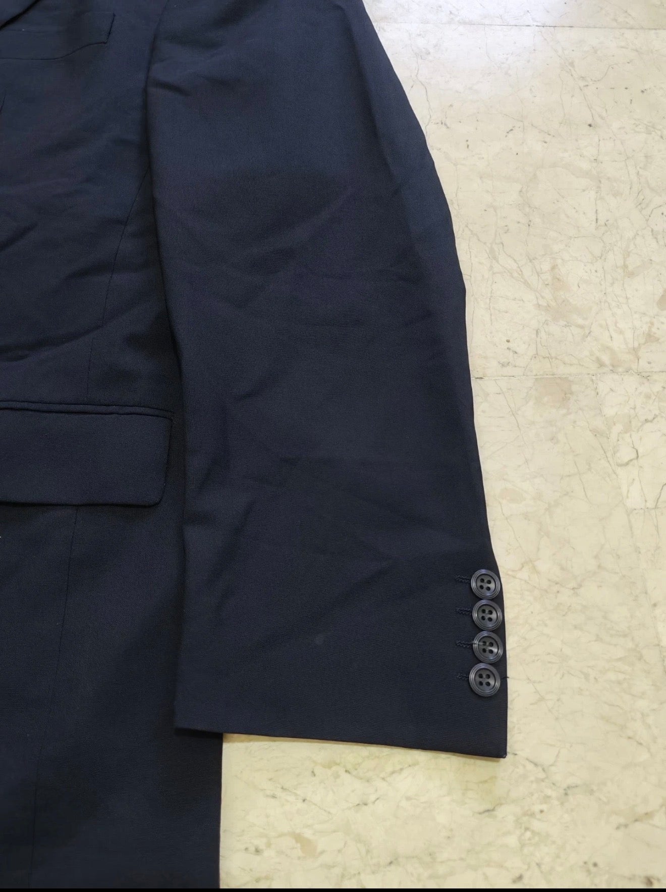 Vintage Arrow superfine pure wool double breasted classic navy suit 40R