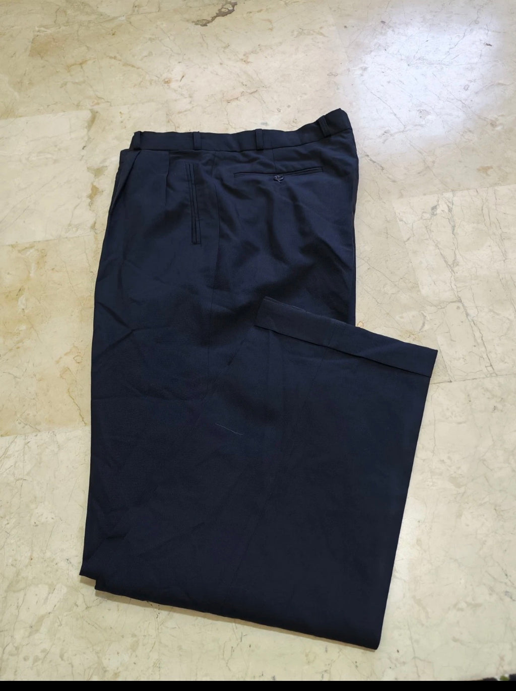 Vintage Arrow superfine pure wool double breasted classic navy suit 40R