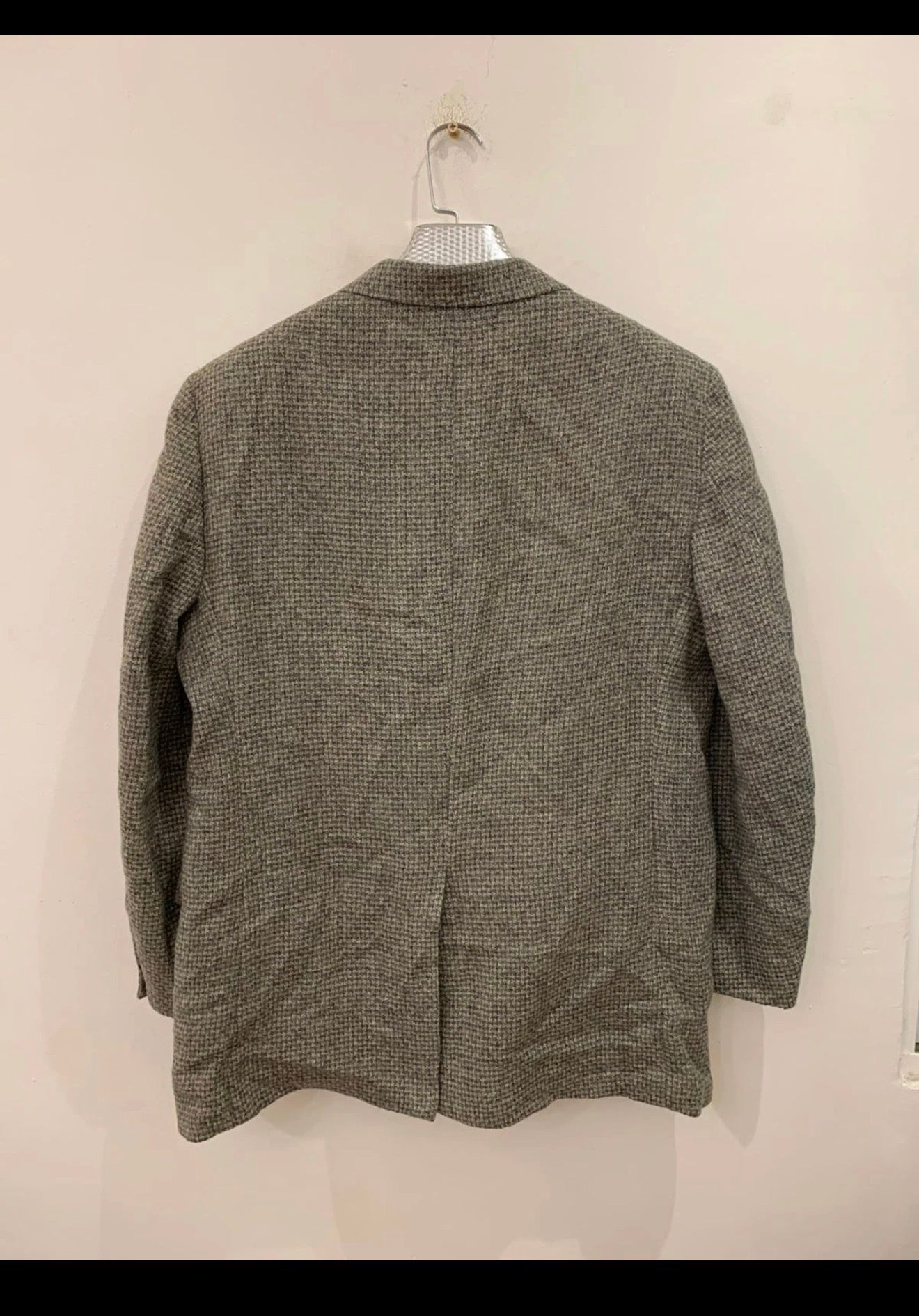 Vintage pure wool handwoven tweed classic gray hunting jacket blazer 42R