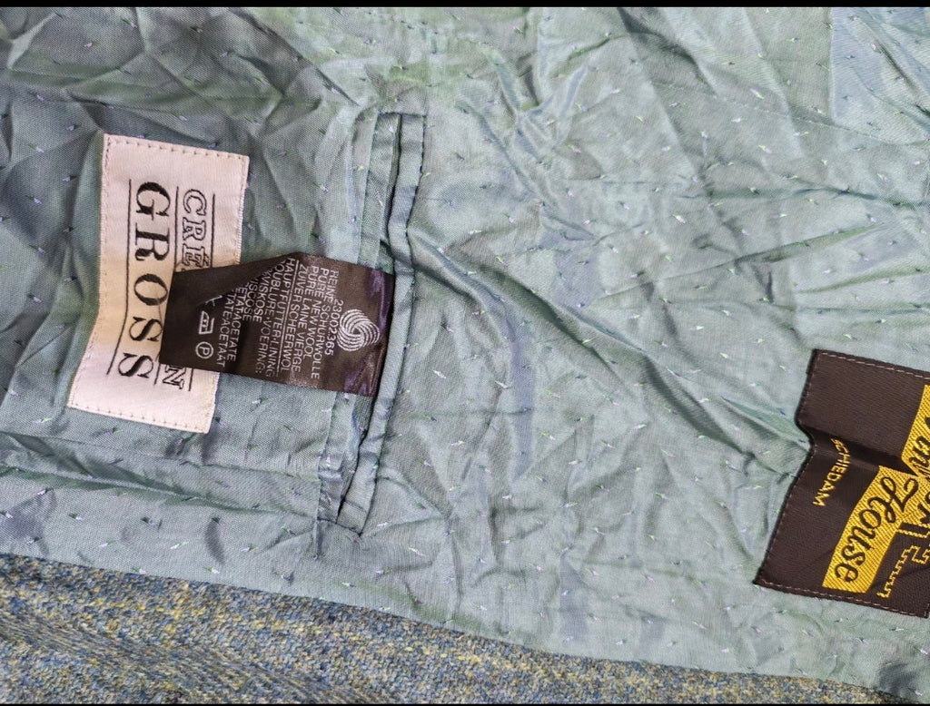 Vintage pure wool tweed Windowpane turquoise classic hunting jacket blazer 38R