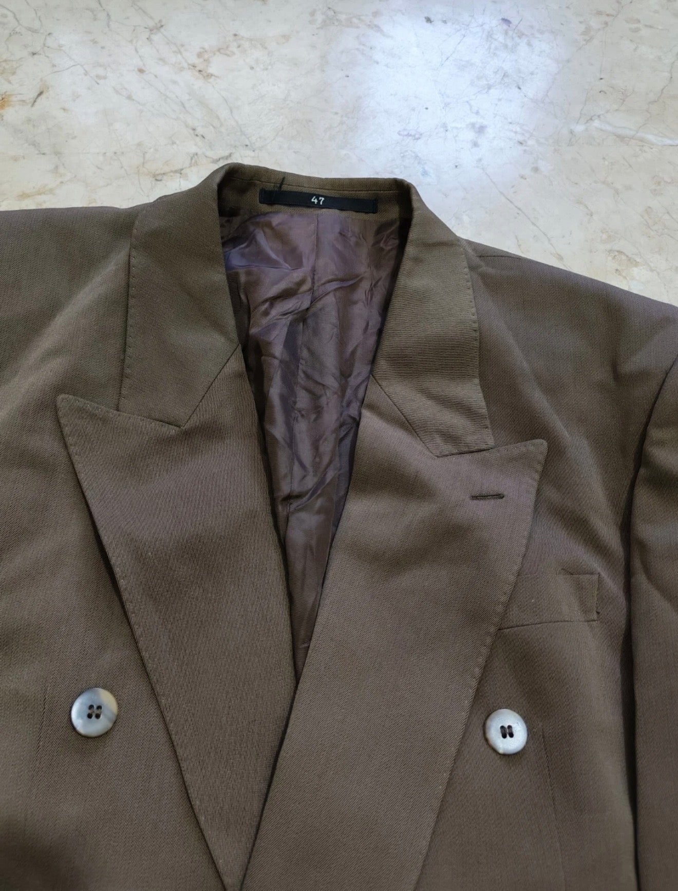 Vintage wool blend double breasted gangster brown classic suit 38R