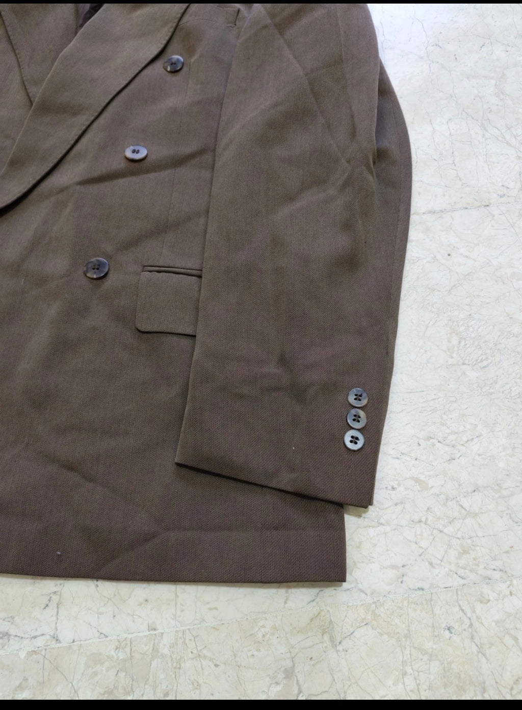 Vintage wool blend double breasted gangster brown classic suit 38R