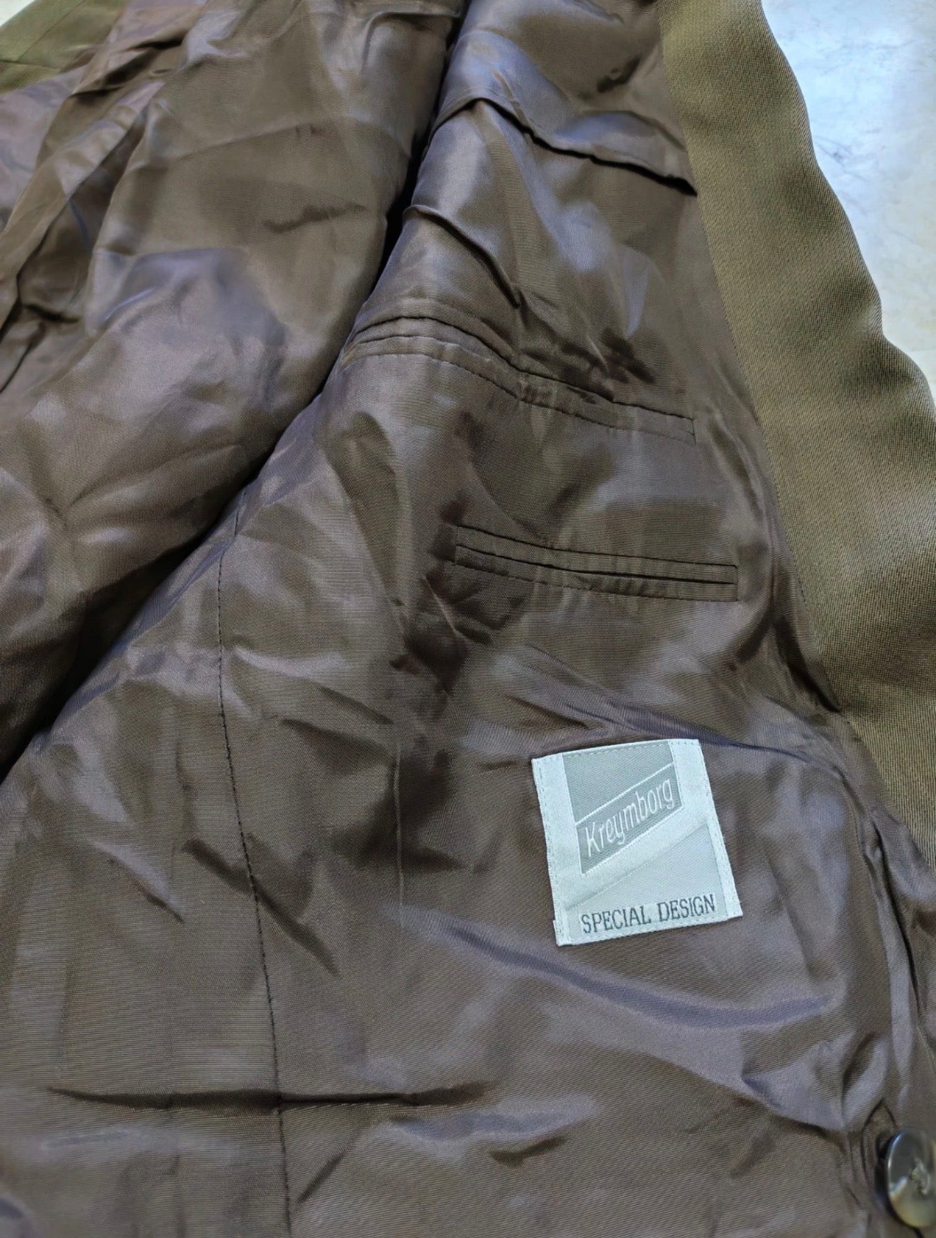 Vintage wool blend double breasted gangster brown classic suit 38R
