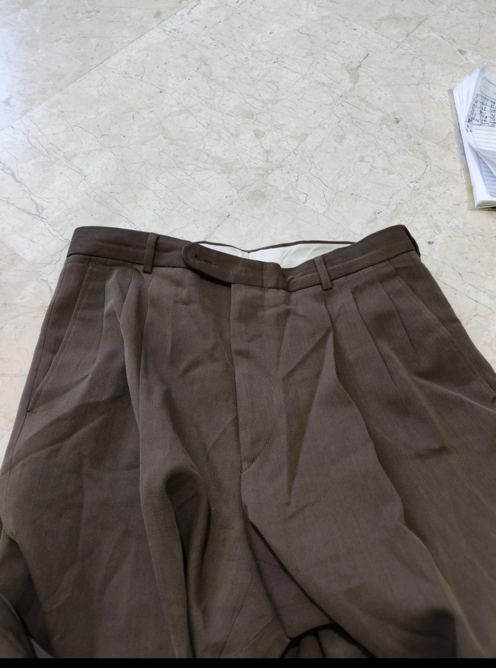Vintage wool blend double breasted gangster brown classic suit 38R