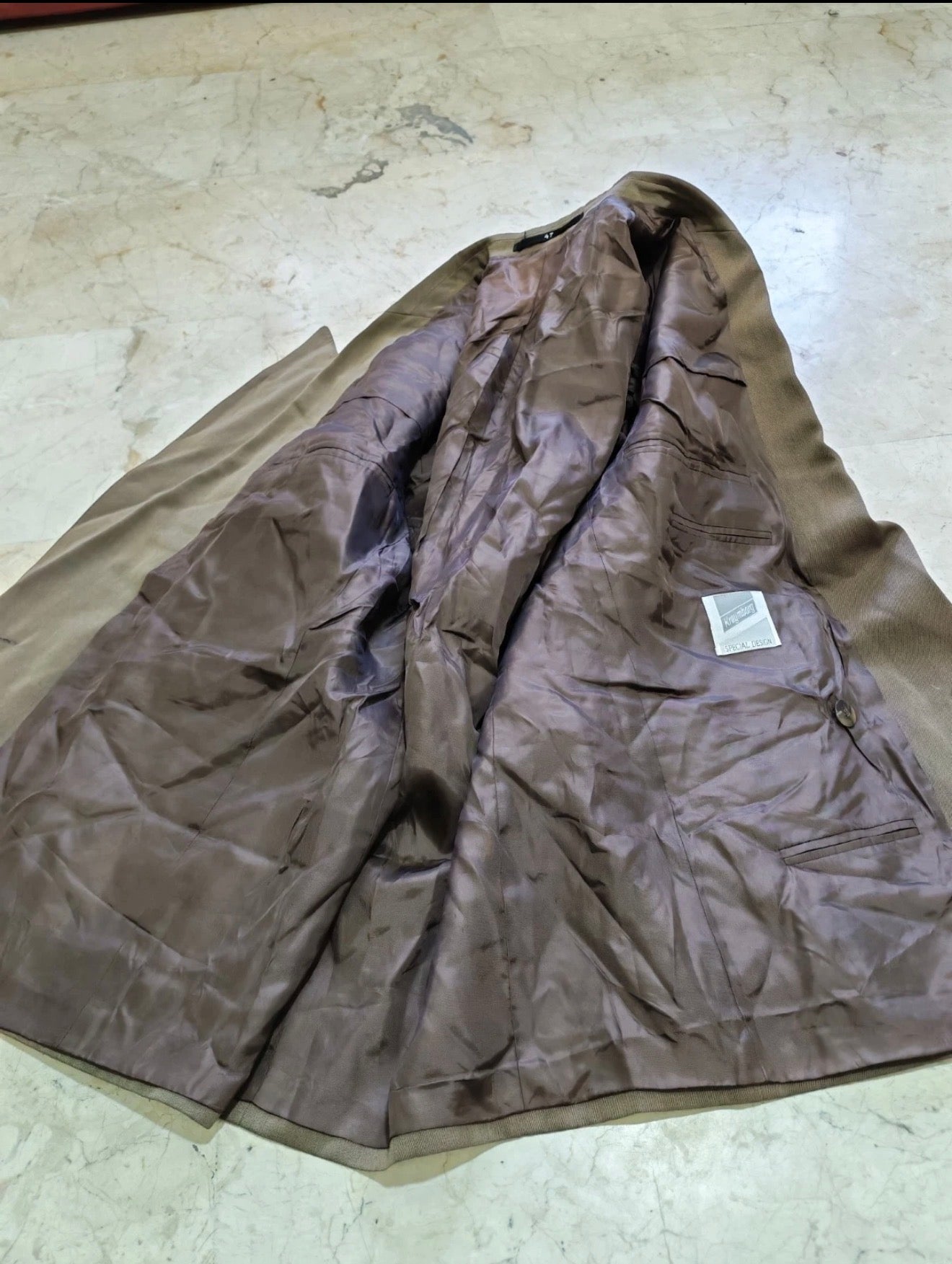 Vintage wool blend double breasted gangster brown classic suit 38R