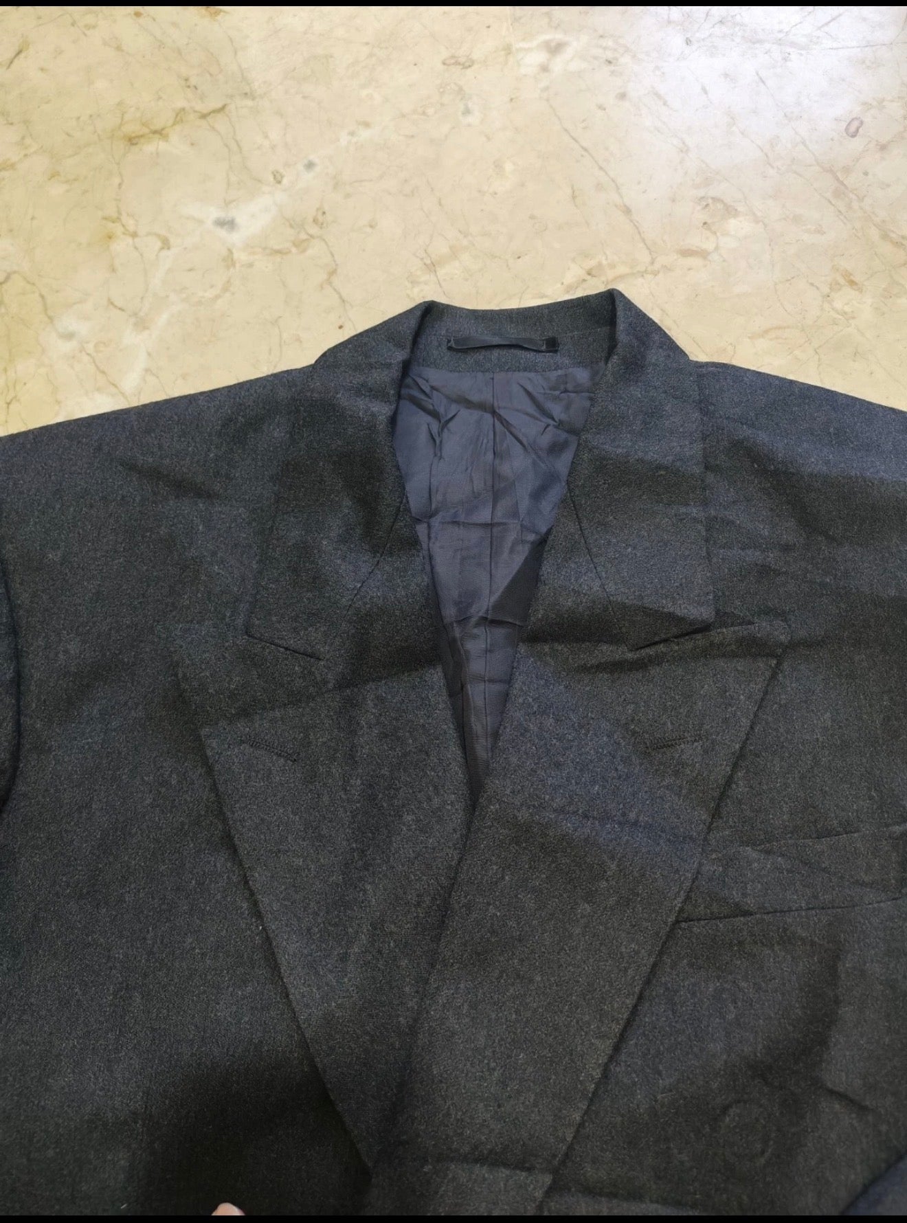Vintage pure wool double breasted charcoal classic gangster jacket blazer 38R