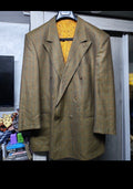 Vintage pure wool soft tweed Windowpane double breasted jacket blazer 48R XL