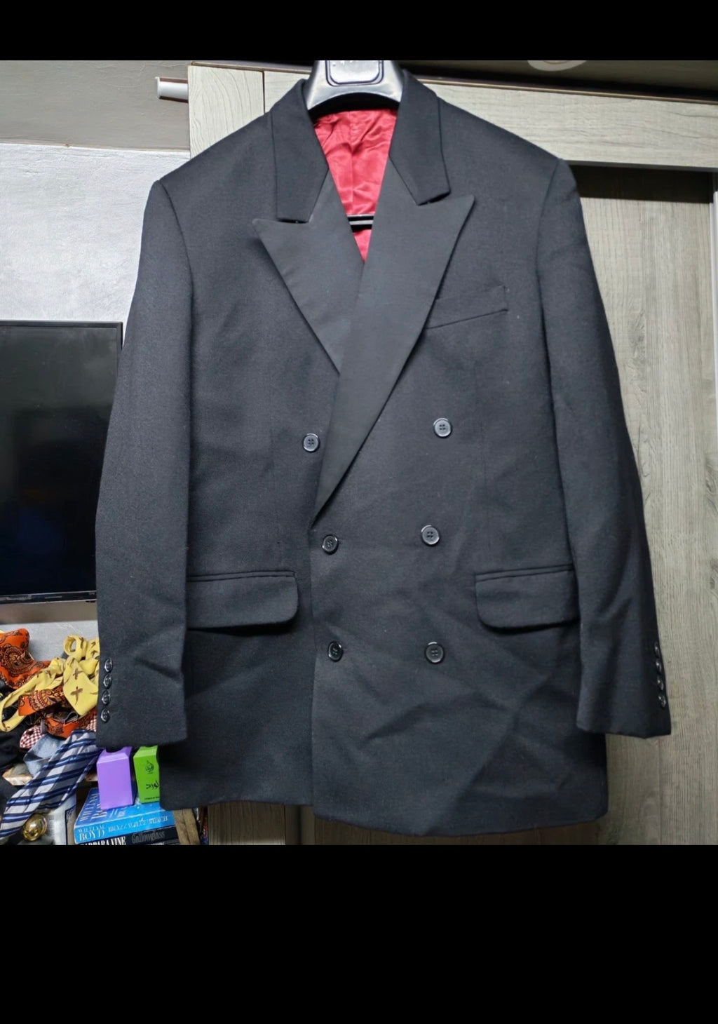 1970s vintage pure wool classic double breasted Night Tuxedo jacket blazer 40R