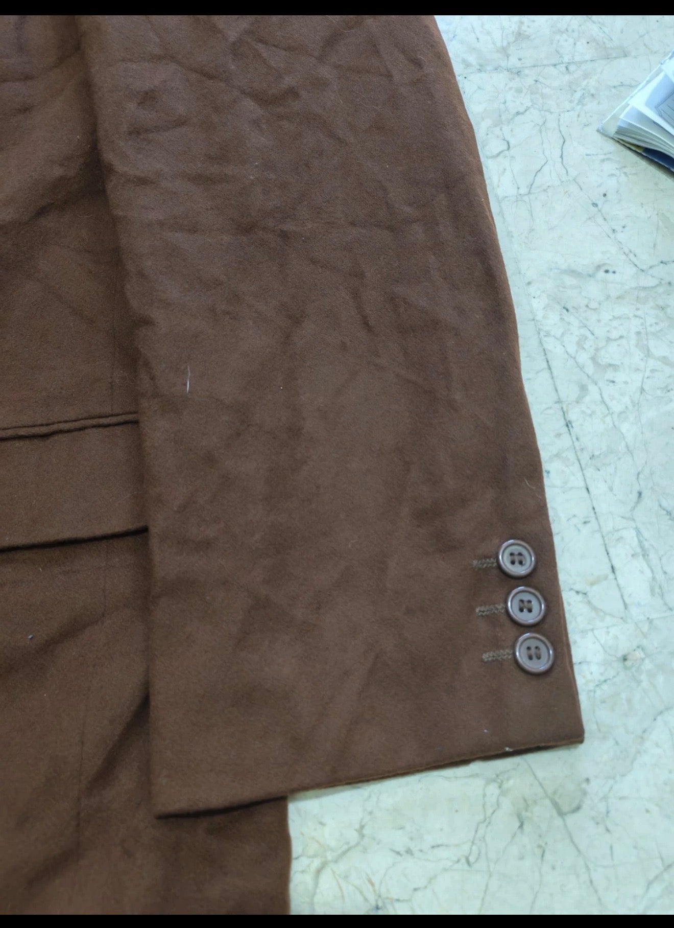 Vintage cashmere wool blend double breasted brown gangster jacket blazer 42R