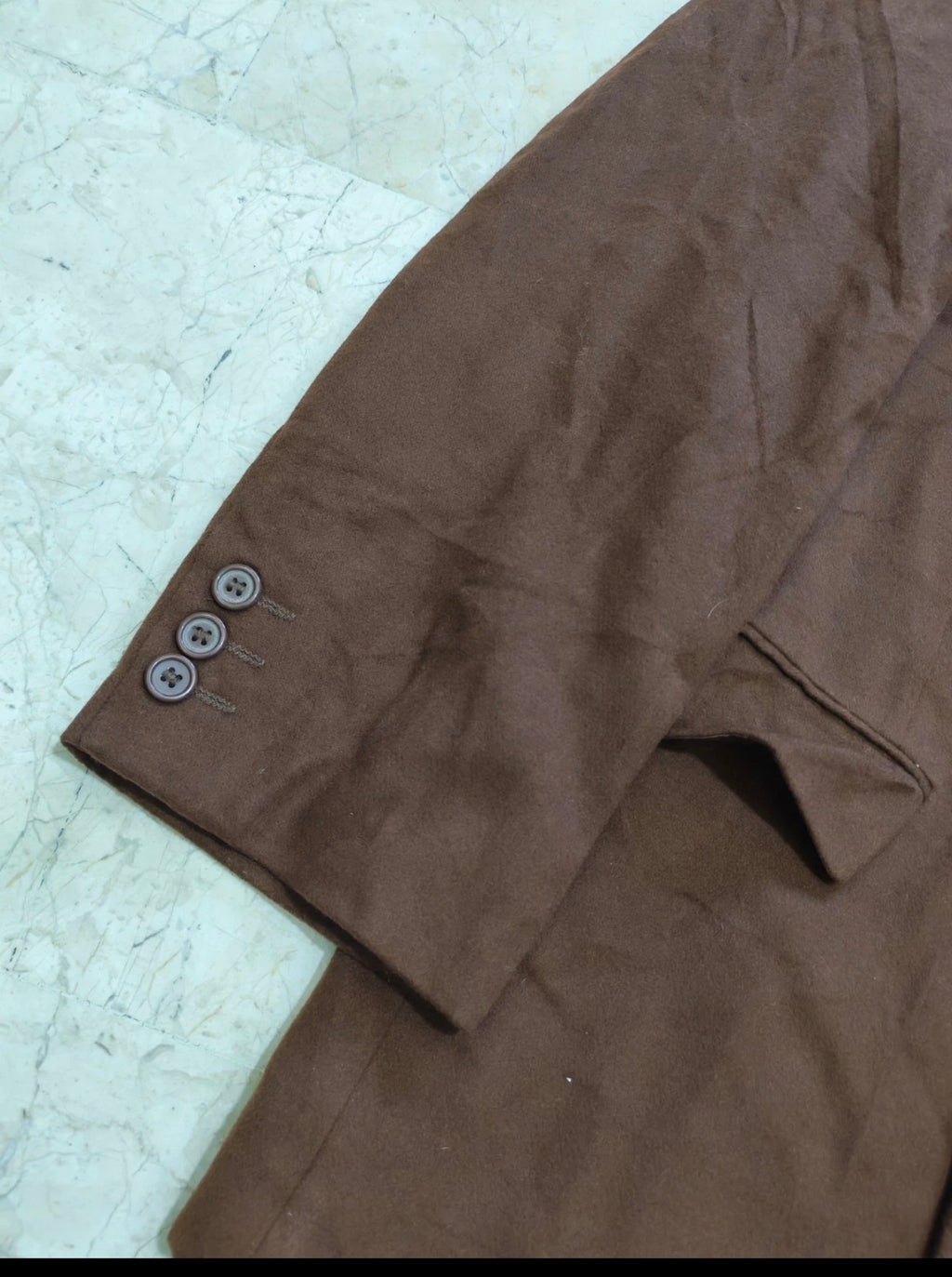 Vintage cashmere wool blend double breasted brown gangster jacket blazer 42R
