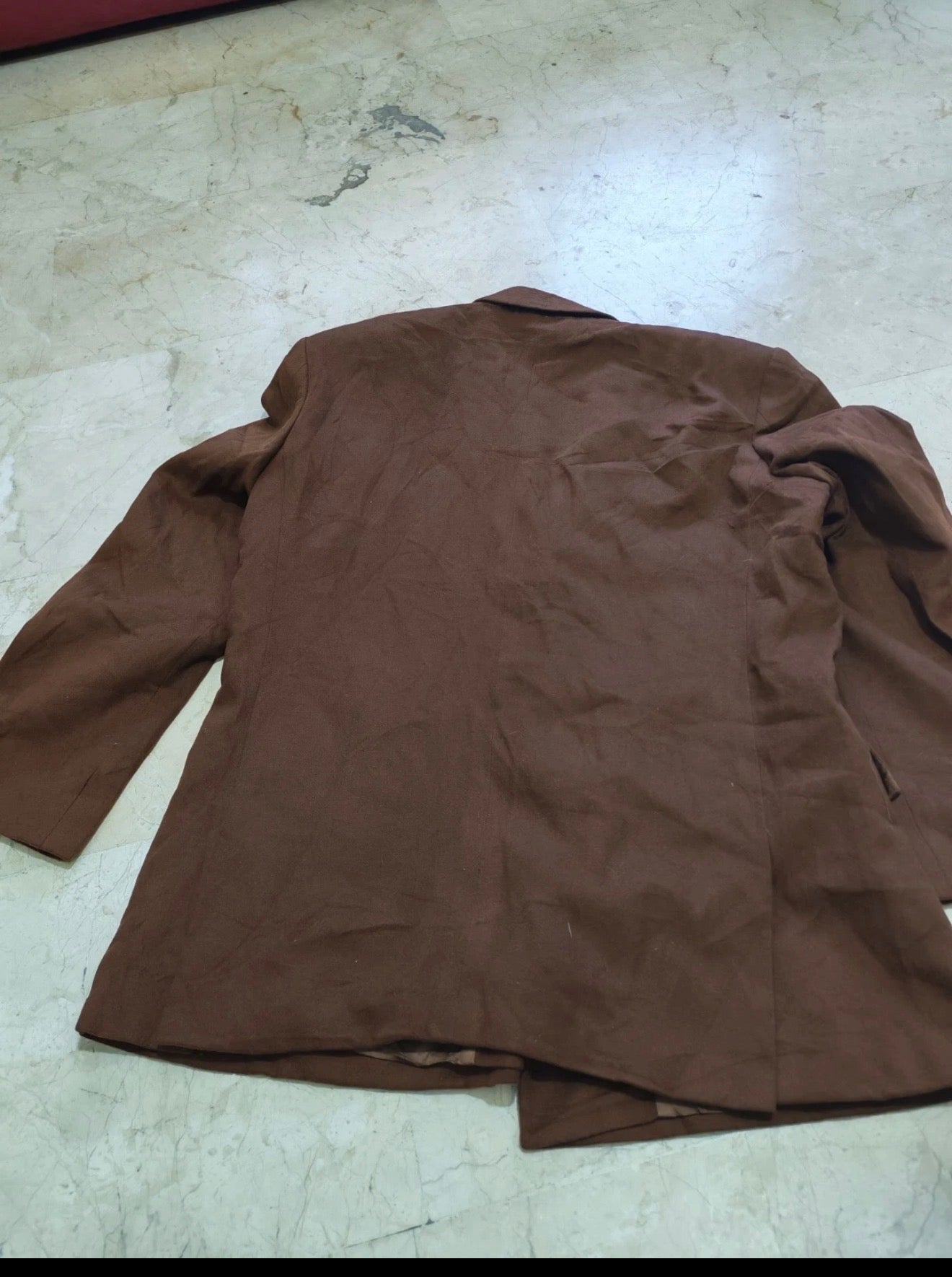 Vintage cashmere wool blend double breasted brown gangster jacket blazer 42R