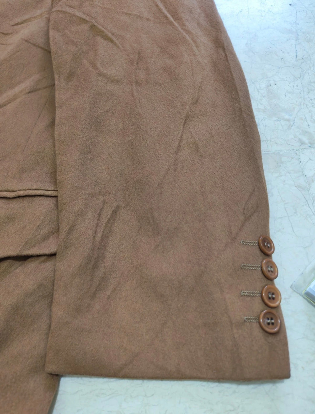 Vintage cashmere wool double breasted classic gangster brown jacket blazer 44R