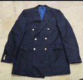 Vintage pure wool double breasted classic gold button navy jacket blazer 42L
