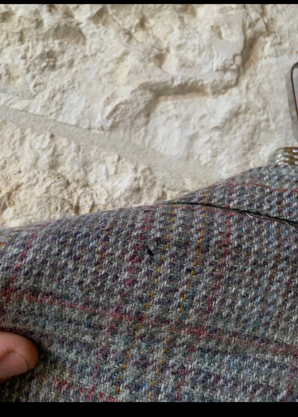 Vintage pure wool tweed glen check gray classic hunting jacket blazer 42R 42L