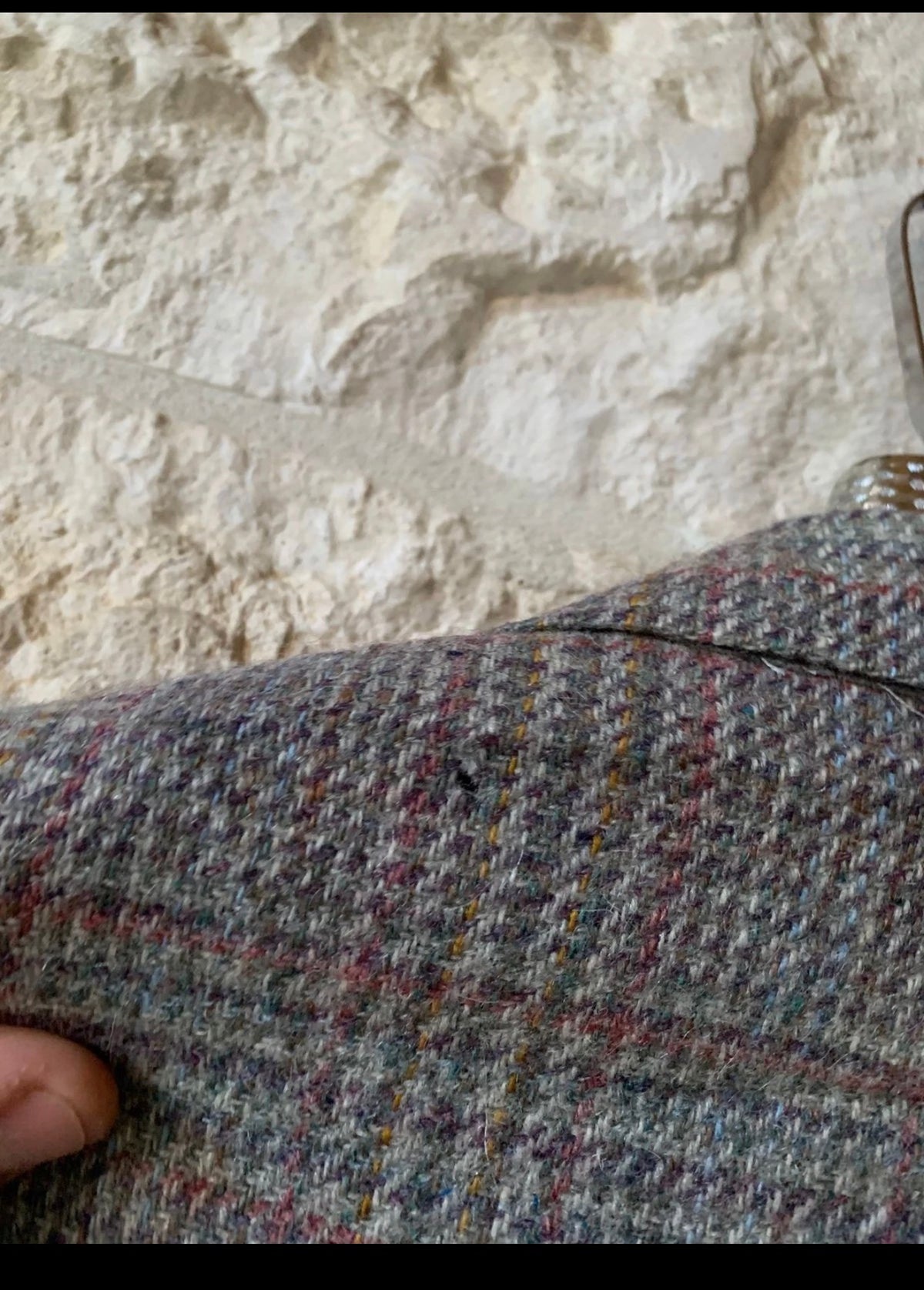 Vintage pure wool tweed glen check gray classic hunting jacket blazer 42R 42L