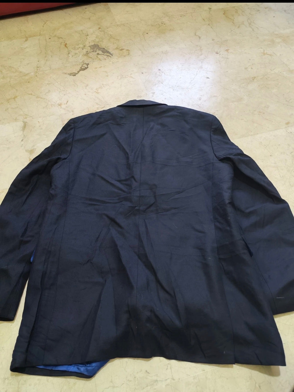 Vintage pure wool double breasted classic gold button navy jacket blazer 42L