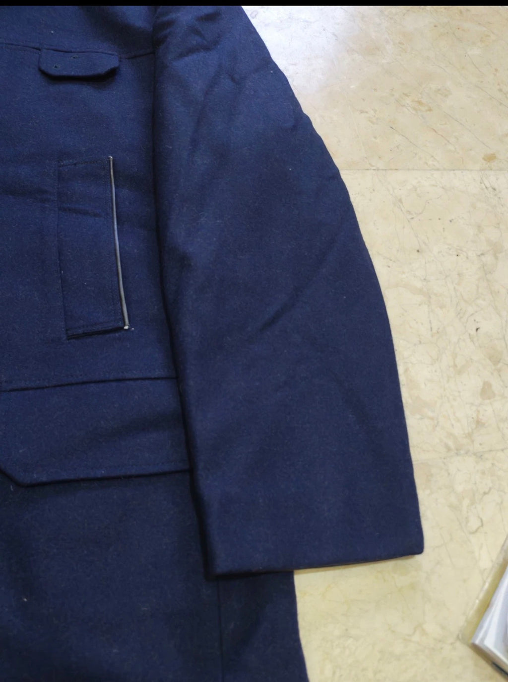 Vintage pure woollen wool classic navy over coat jacket 44R L