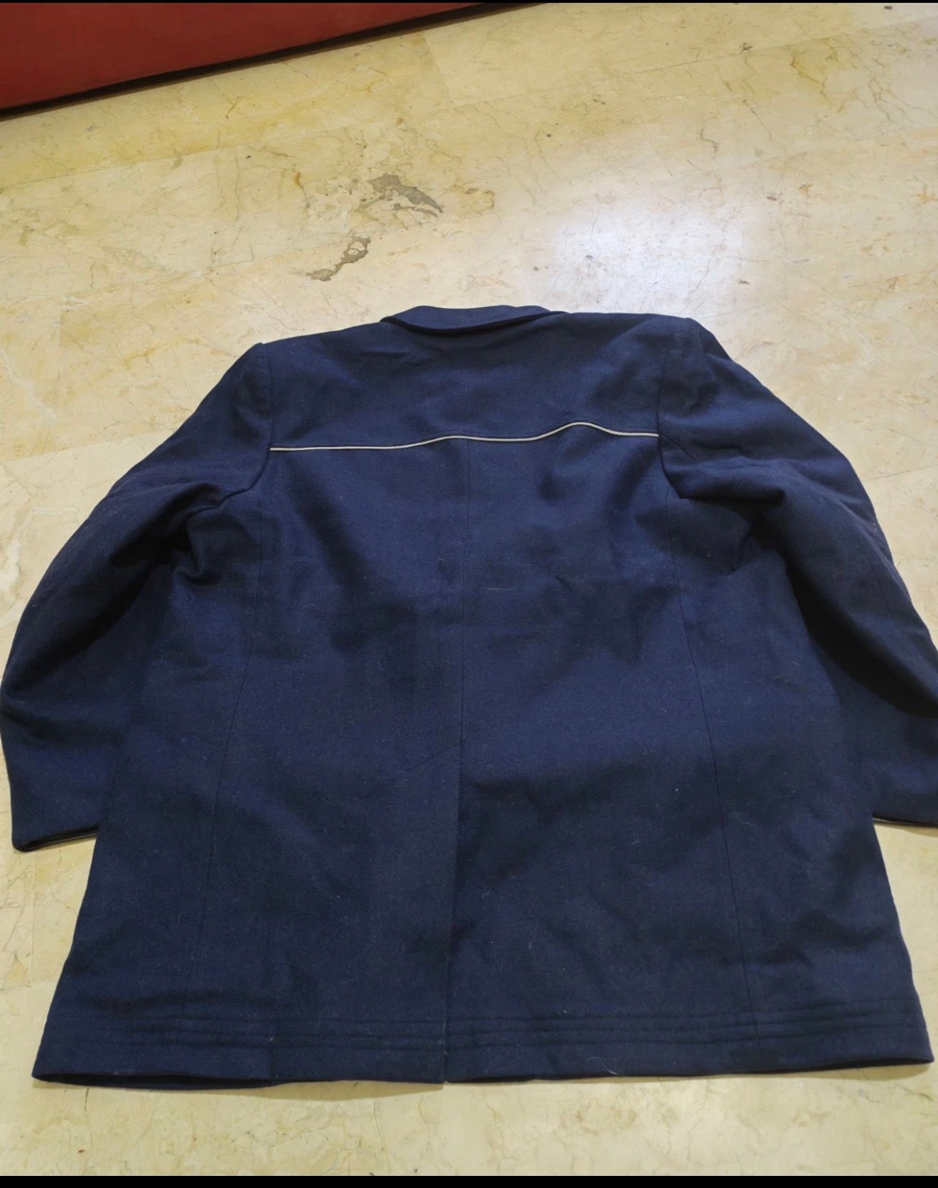 Vintage pure woollen wool classic navy over coat jacket 44R L