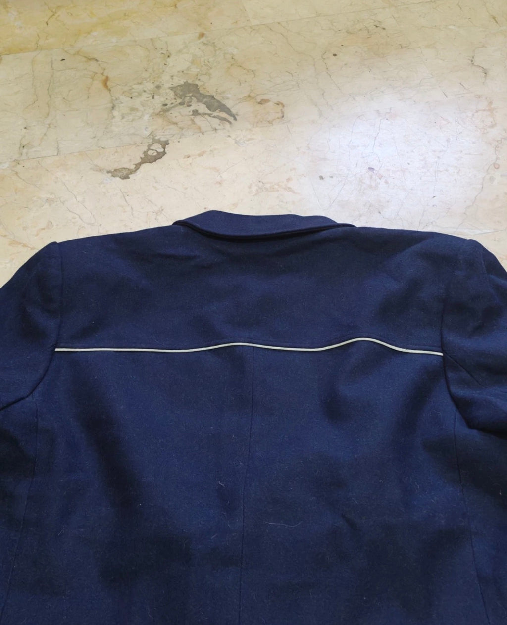 Vintage pure woollen wool classic navy over coat jacket 44R L
