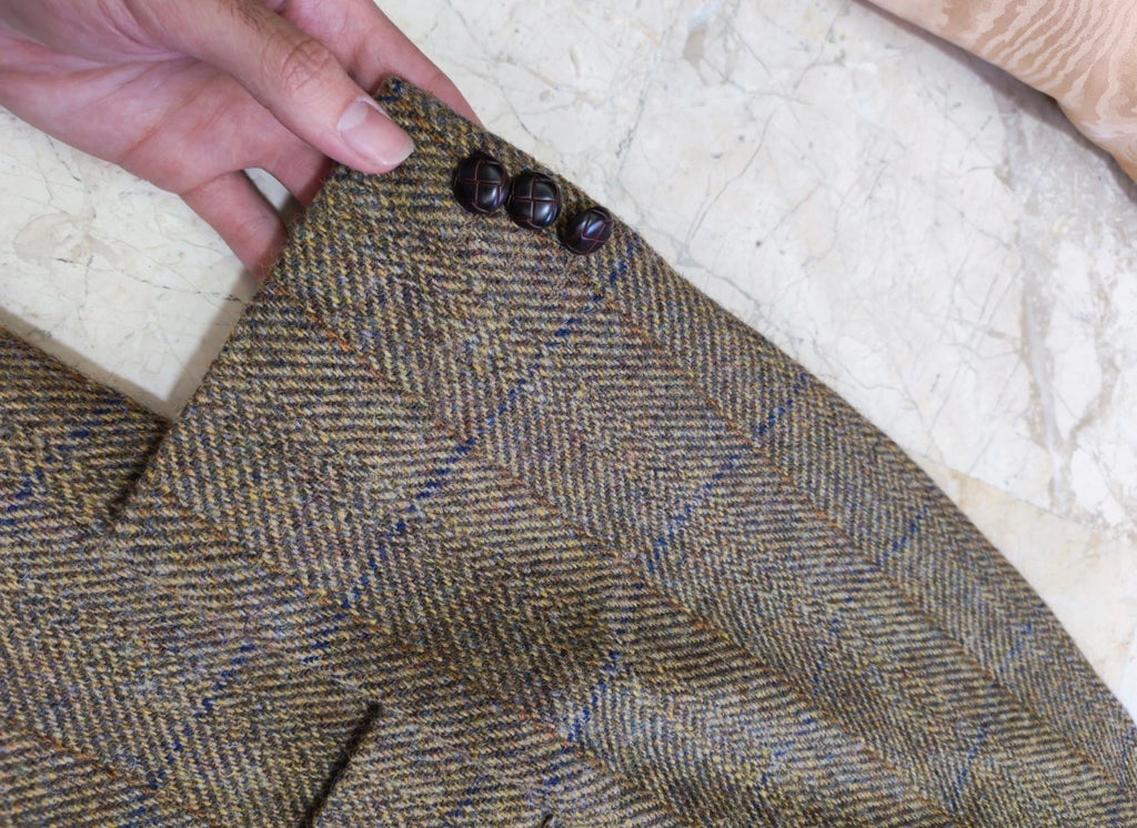 Vintage Harris Tweed handwoven pure wool Windowpane jacket blazer 42R