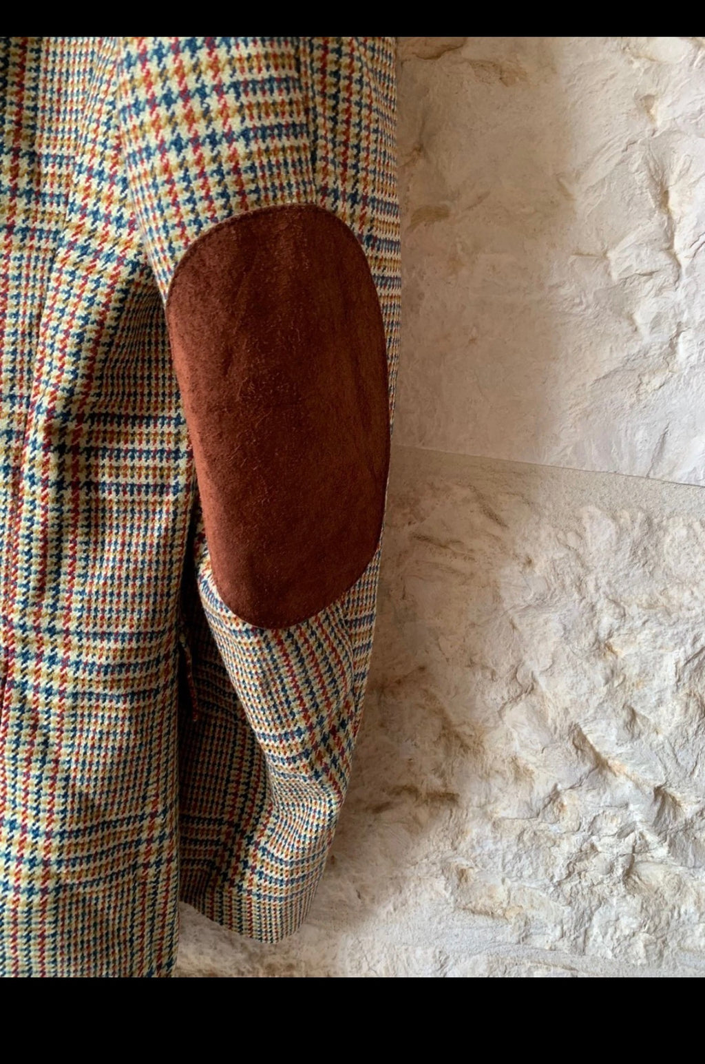 Vintage Wool Cashmere classic glen check brown hunting jacket blazer 44R