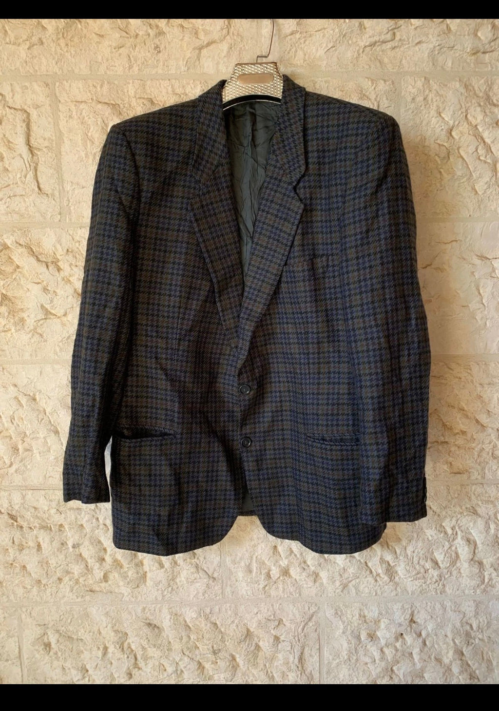 Vintage Hugo Boss pure wool houndstooth classic jacket blazer 44R 44L