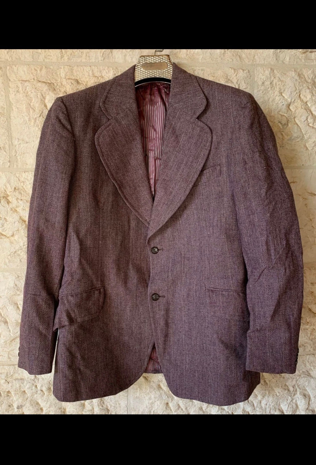 1970s Vintage pure wool herringbone classic unique suit jacket blazer 40R