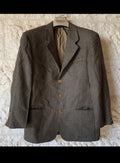Vintage Bianchi Wool Silk houndstooth plaid classic brown jacket blazer 40S 40R