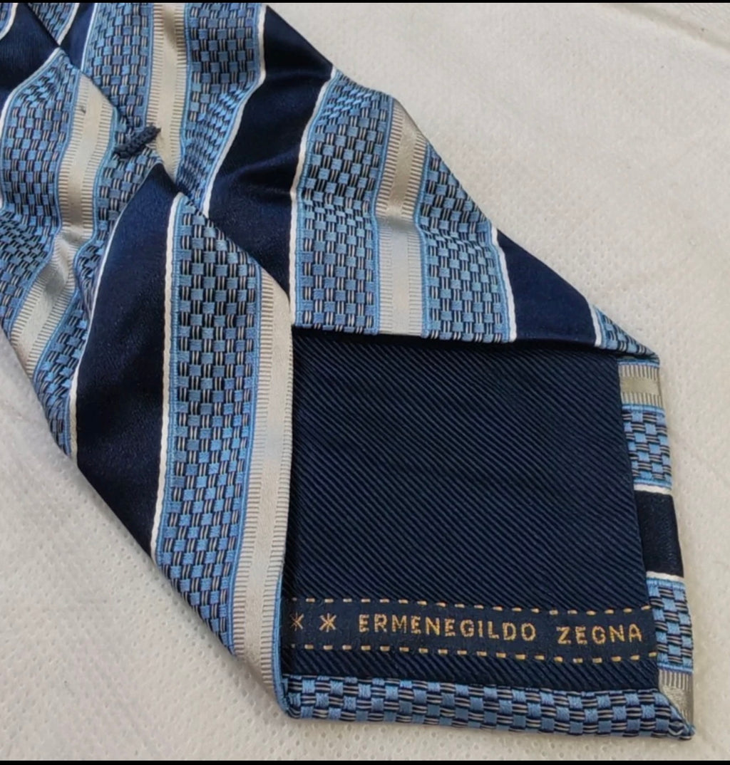 Vintage Ermenegildo Zegna classic 100% all silk fancy Repp neck tie