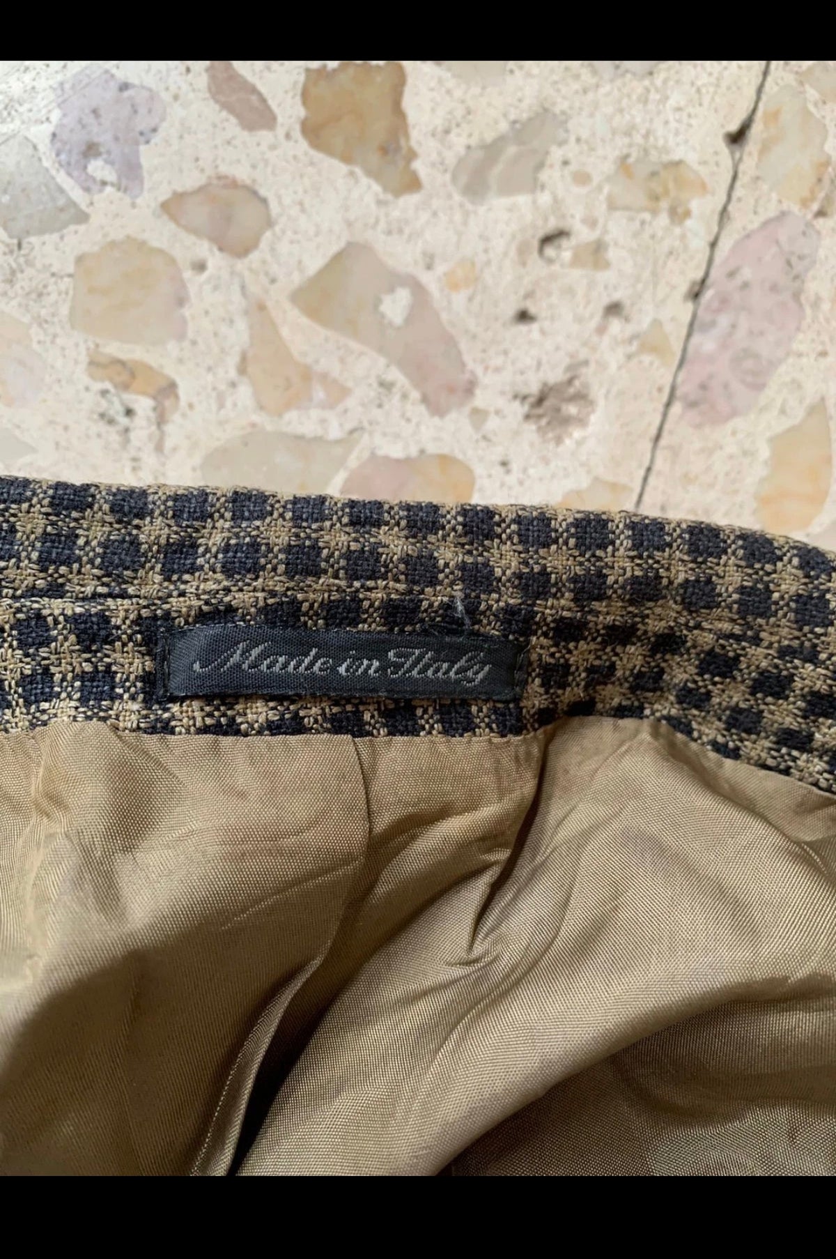 Vintage Bianchi Wool Silk houndstooth plaid classic brown jacket blazer 40S 40R