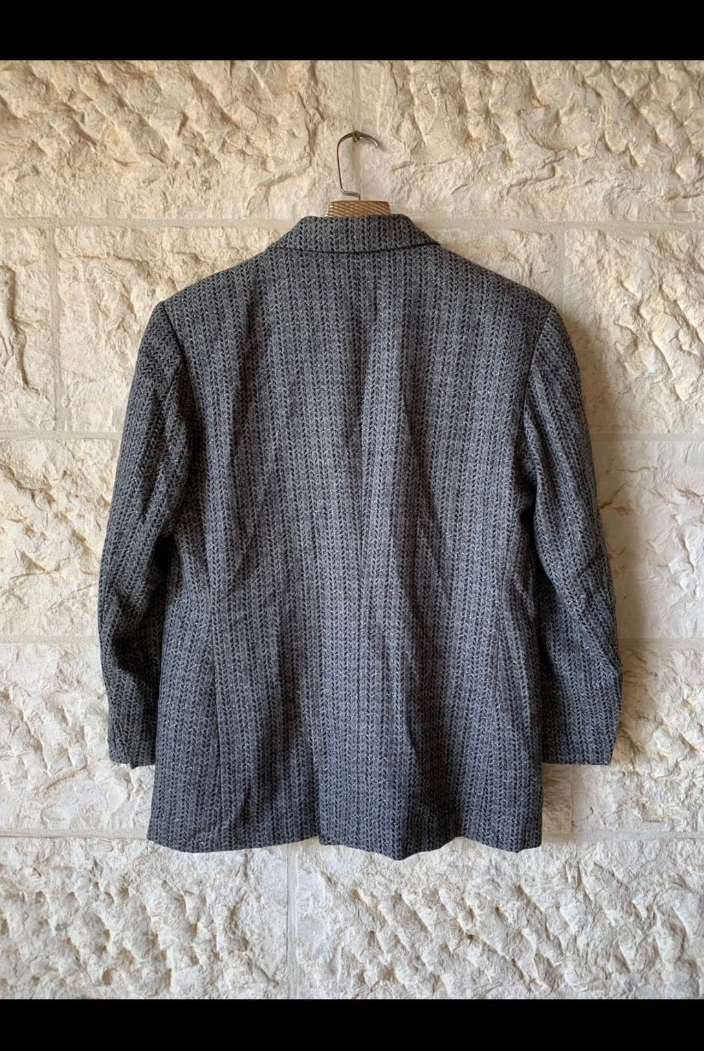 1980s Vintage pure wool double breasted plaid classic jacket blazer 40S 40R