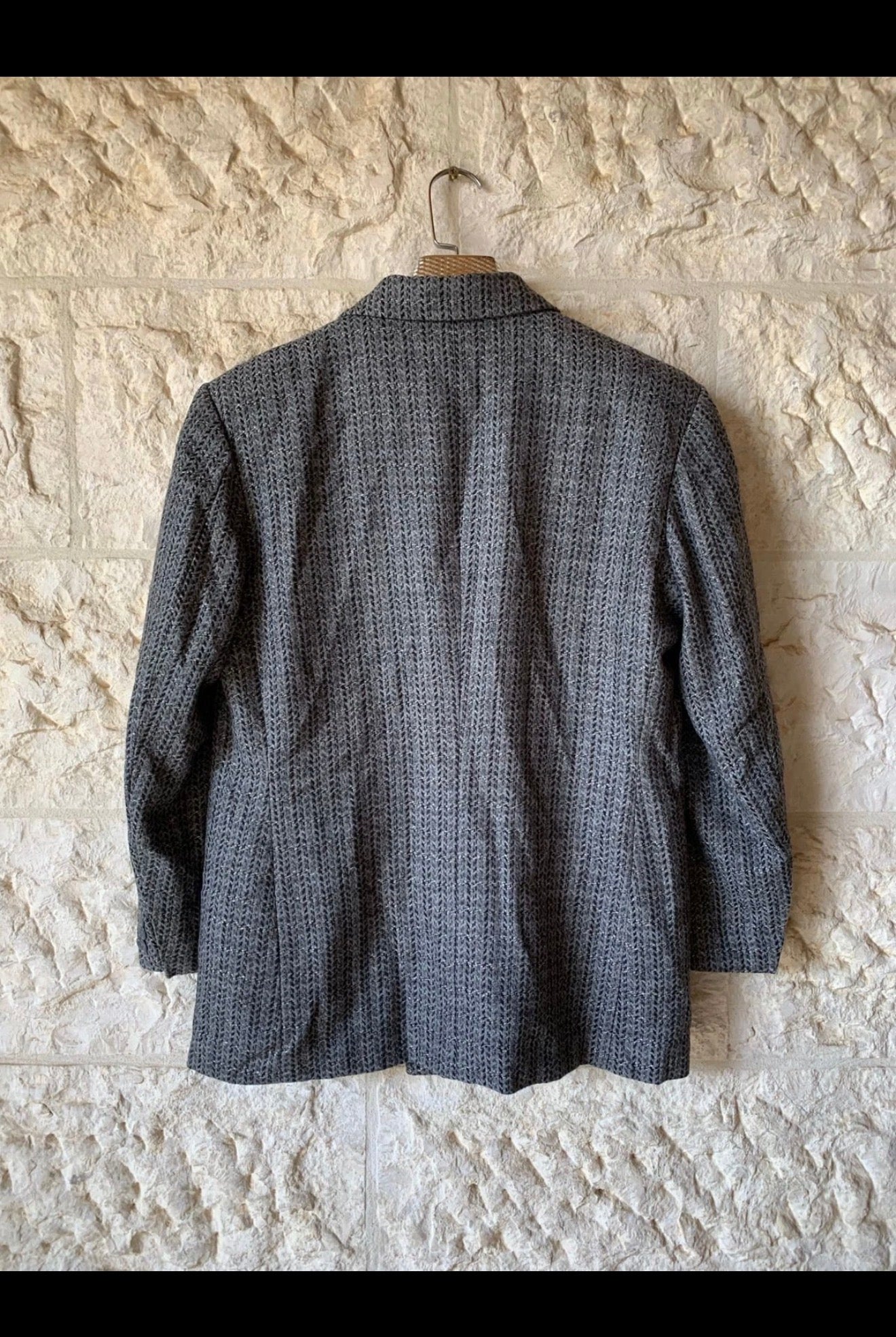 1980s Vintage pure wool double breasted plaid classic jacket blazer 40S 40R