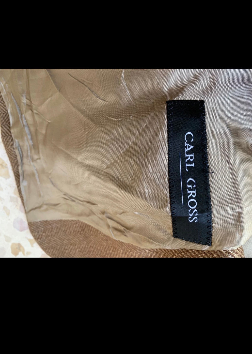 Vintage Silk Wool Cashmere herringbone brown classic jacket blazer 46R XL