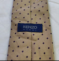 Vintage Kenzo homme classic 100% all silk luxury brown polkadots neck tie