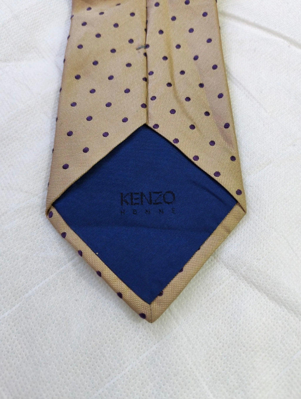 Vintage Kenzo homme classic 100% all silk luxury brown polkadots neck tie