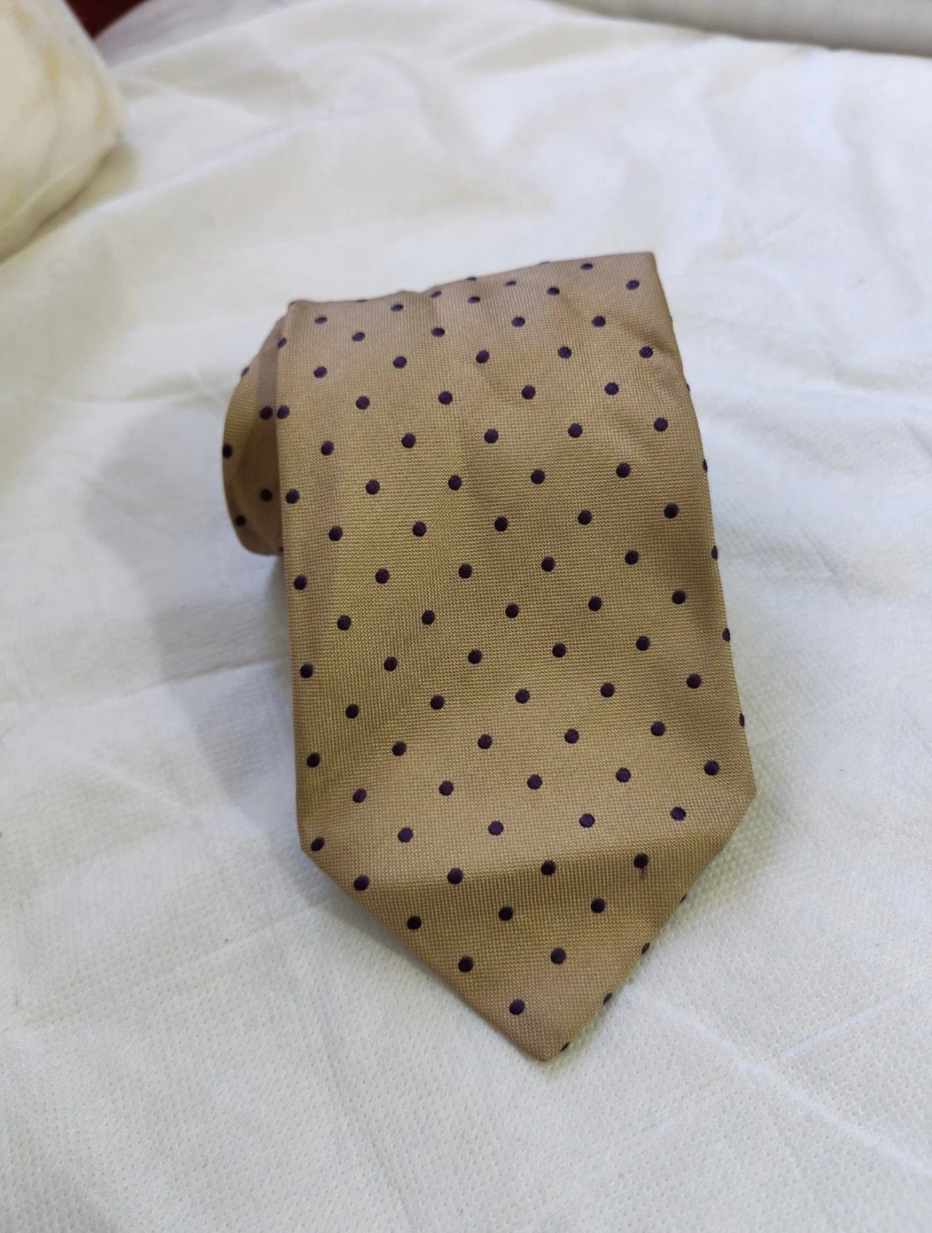 Vintage Kenzo homme classic 100% all silk luxury brown polkadots neck tie