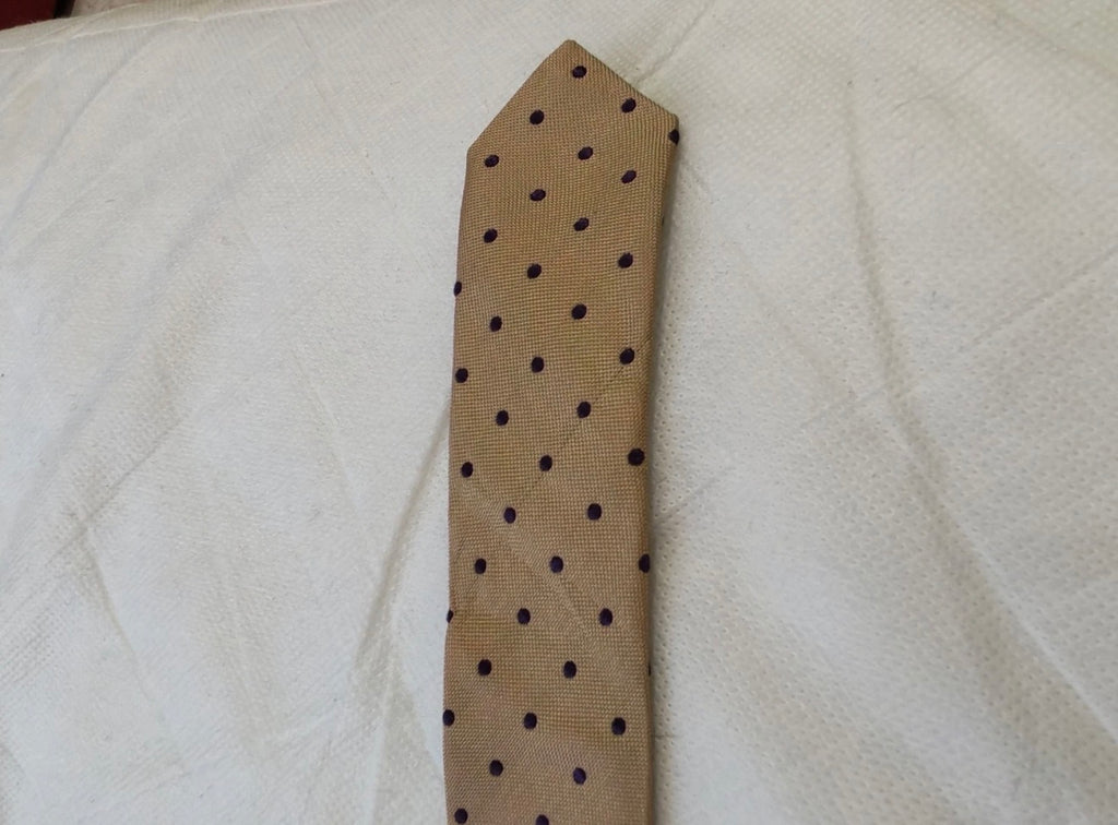 Vintage Kenzo homme classic 100% all silk luxury brown polkadots neck tie