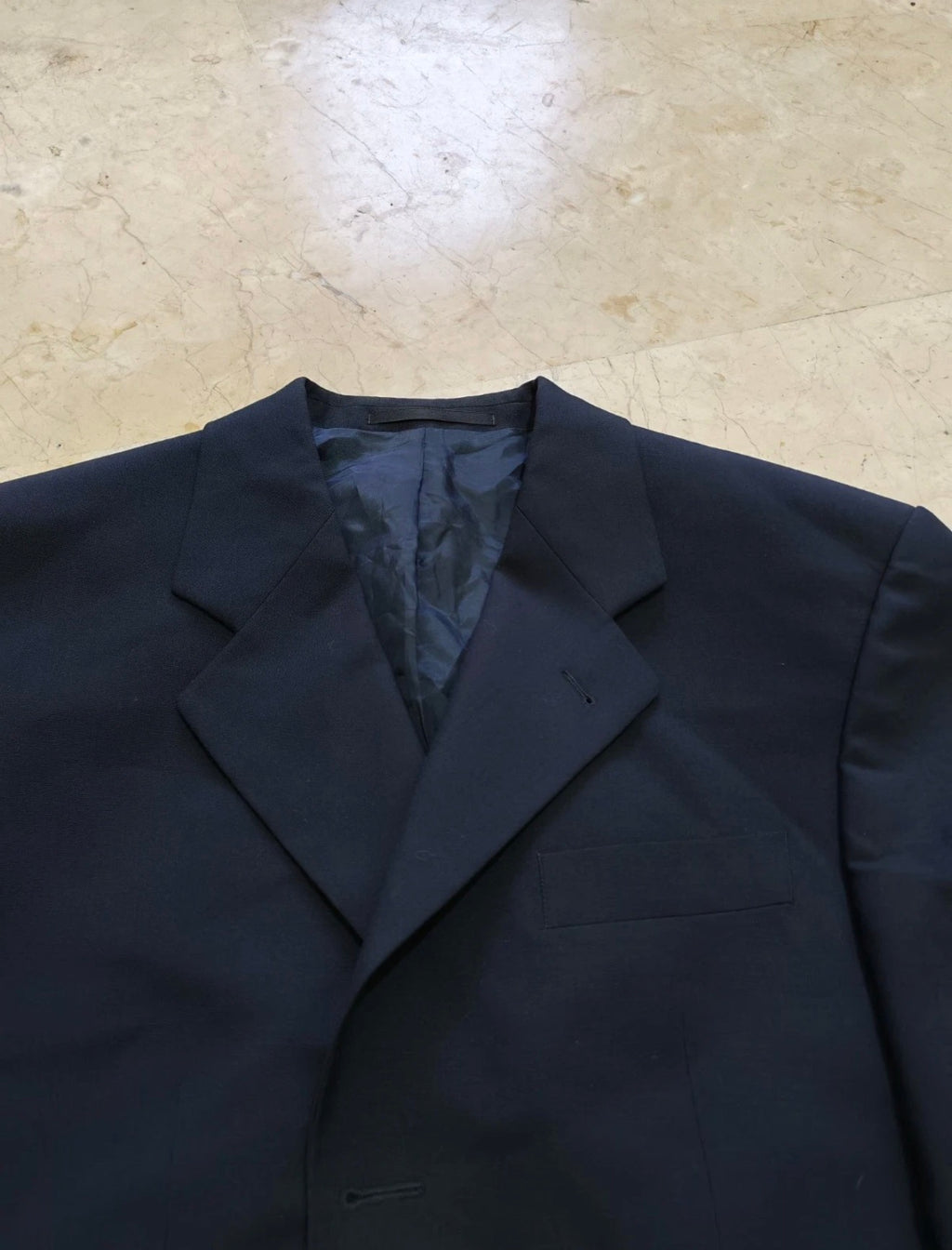 Classic vintage superfine wool 3 piece 3 button navy suit 38R