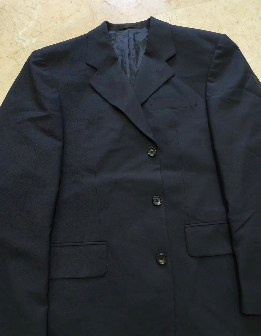 Classic vintage superfine wool 3 piece 3 button navy suit 38R