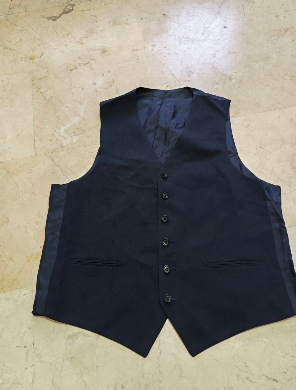 Classic vintage superfine wool 3 piece 3 button navy suit 38R