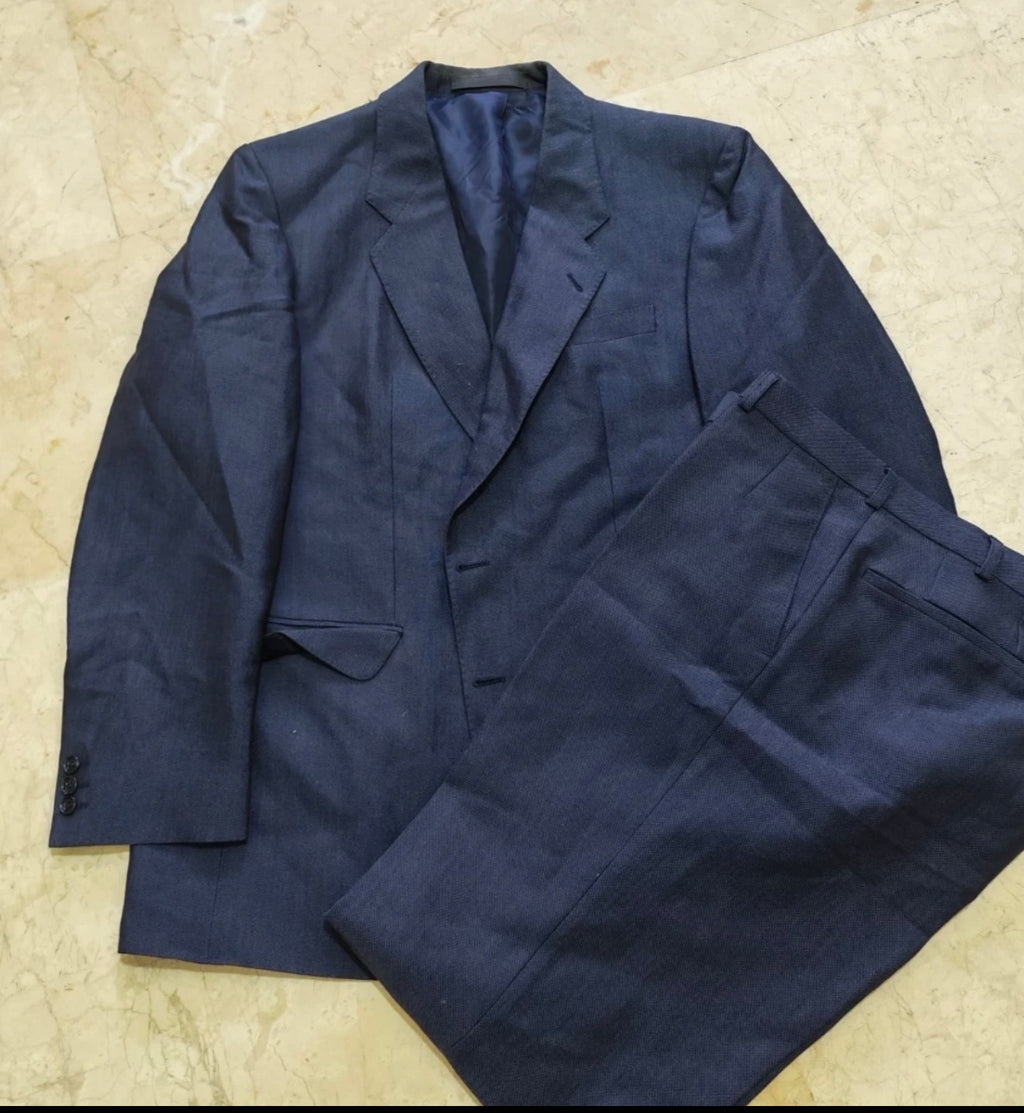 1970s Vintage Westbury wool mohair 2 button classic blue suit 42R