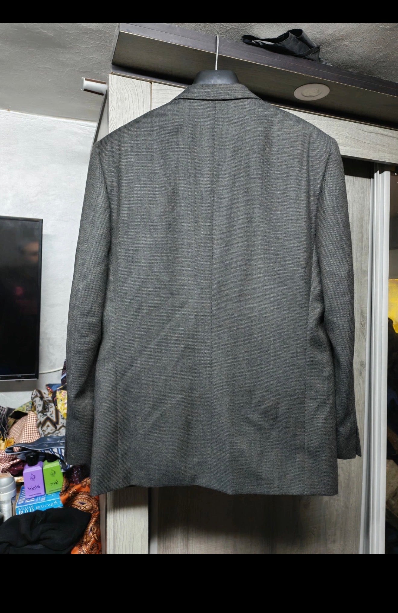 Vintage pure merino extrafine wool birdseye classic brown jacket blazer 40R