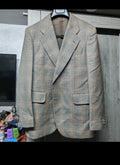 1970s Vintage all worsted Windowpane brown plaid classic jacket blazer 38R