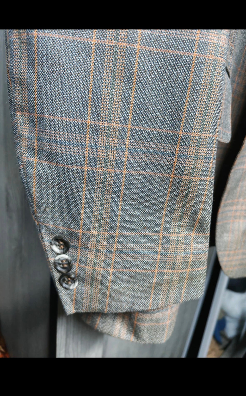 1970s Vintage all worsted Windowpane brown plaid classic jacket blazer 38R