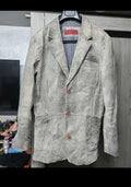 Vintage classic Genuine Real Leather grayish jacket blazer 44L 42L L