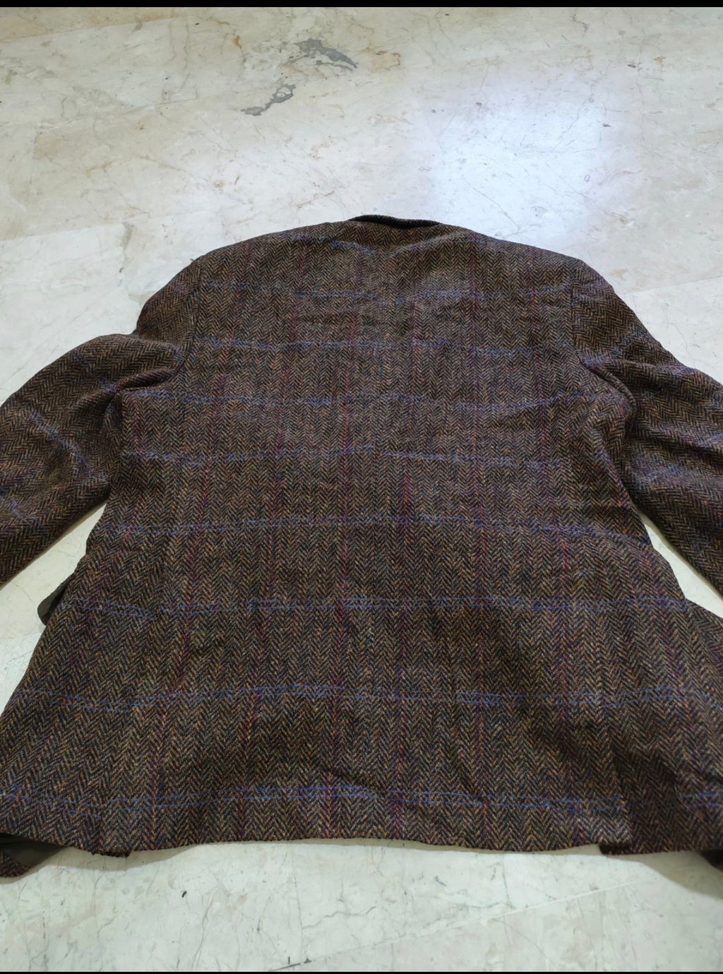 Vintage Harris Tweed Windowpane handwoven wool brown hunting jacket blazer 38R