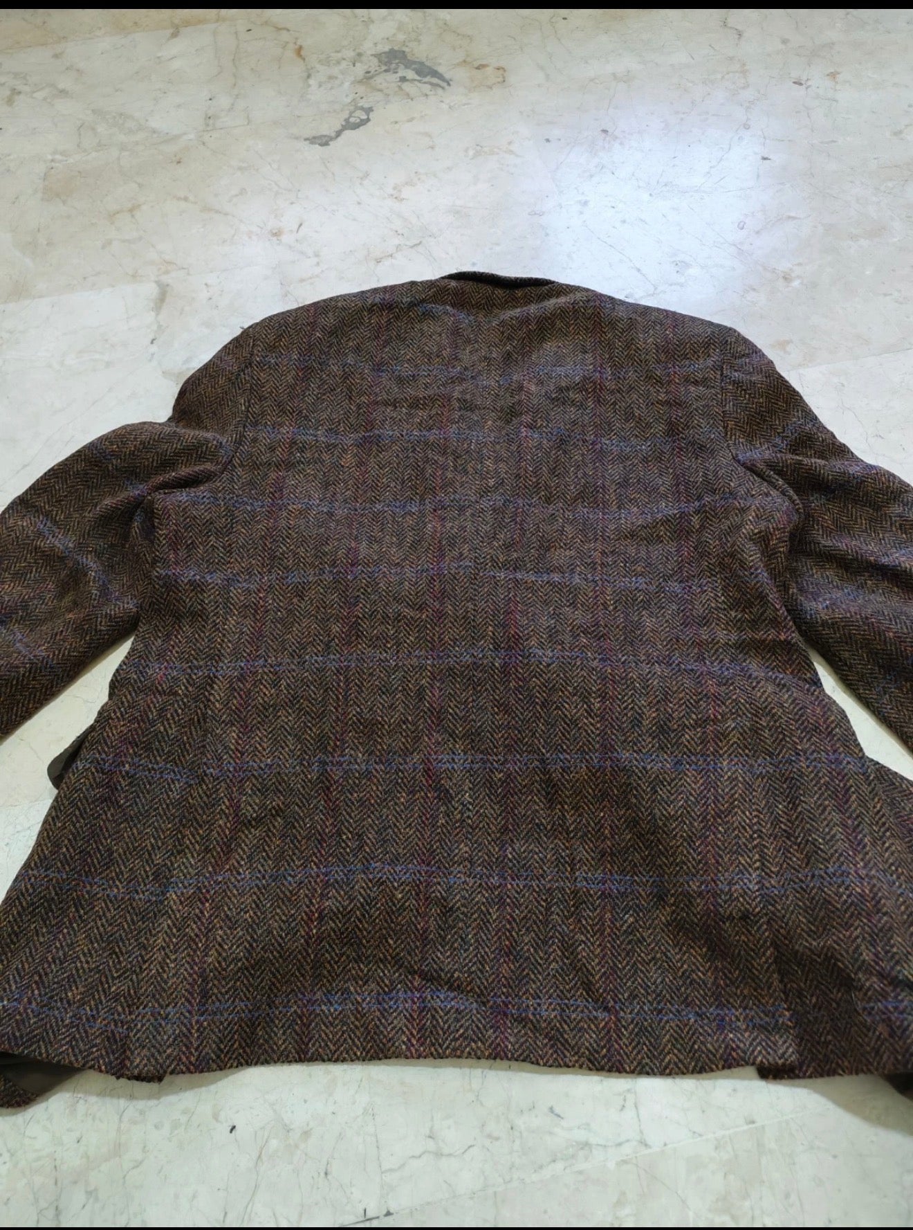 Vintage Harris Tweed Windowpane handwoven wool brown hunting jacket blazer 38R