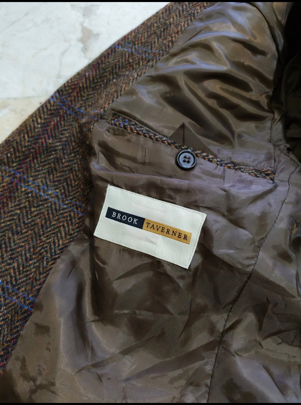 Vintage Harris Tweed Windowpane handwoven wool brown hunting jacket blazer 38R