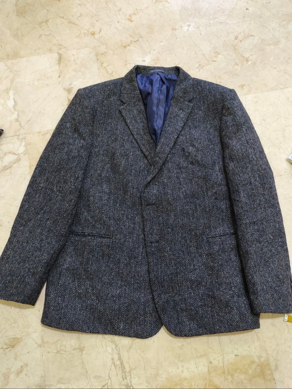 Vintage Harris Tweed handwoven pure wool charcoal hunting jacket blazer 48L XL