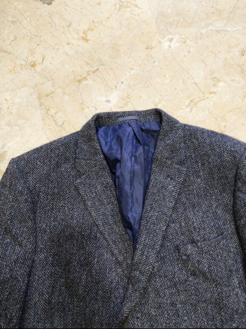 Vintage Harris Tweed handwoven pure wool charcoal hunting jacket blazer 48L XL